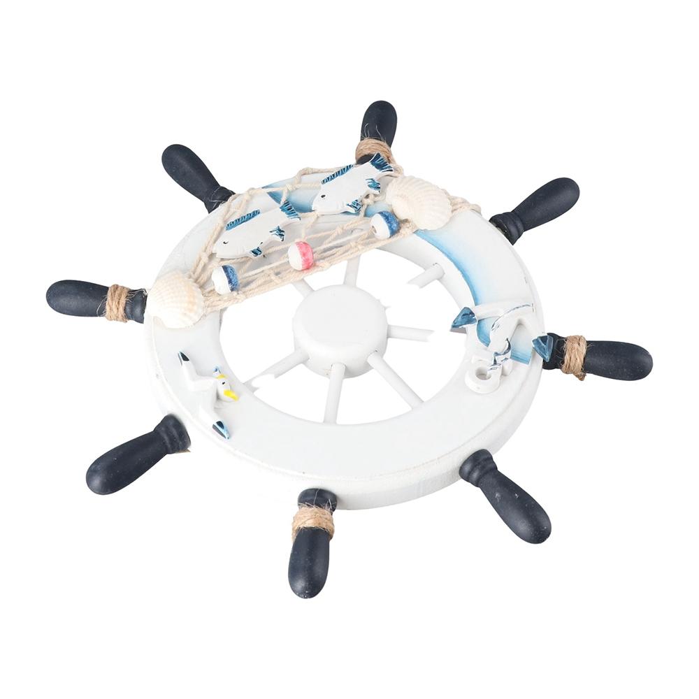 Fishing Net Home Decoration Crafts Wall Decor Wooden Boat Ship Steering Wheel Hanging Decoration