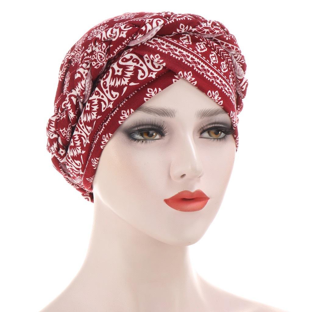 Elastic Women Tie Dye Braid Turban Hat Hijab Hair Scarf Headwear