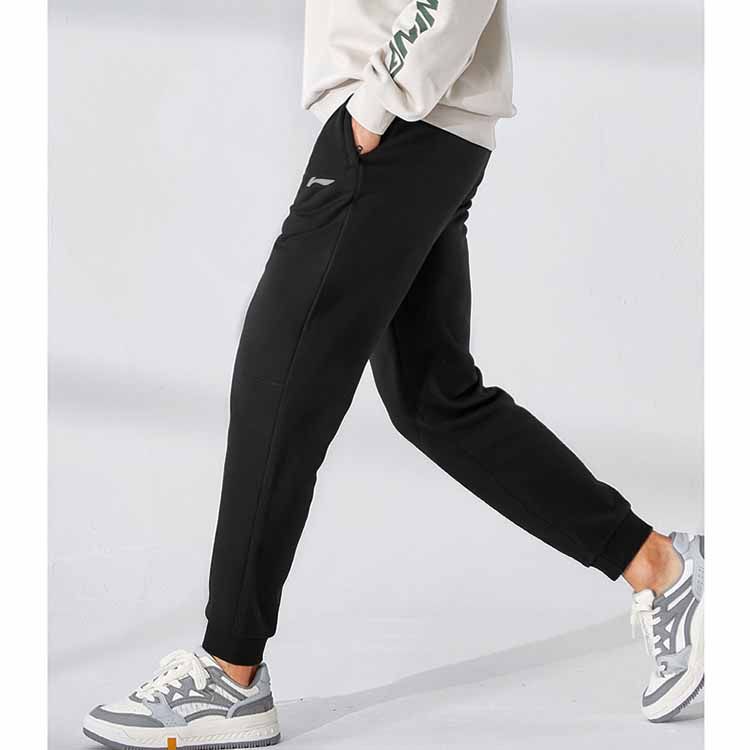 Li Ning Спортивная коллекция Жизнь Трикотажные спортивные штаны Мужские Черные AYKT551-1