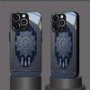 Стеклянный чехол для телефона с узором синего ковра, подходит для iPhone 17 16 15 14 13 12 11 Pro/Max/Plus, противоударная задняя крышка