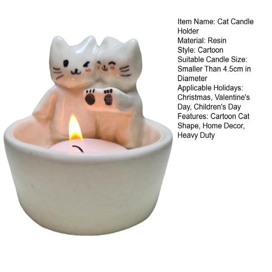 Подсвечник с мультяшным котом для гостиной, кухни, ванной комнаты, согревающие лапы из смолы, подсвечник для котенка, украшение для рабочего стола, подарок на Рождество и день рождения