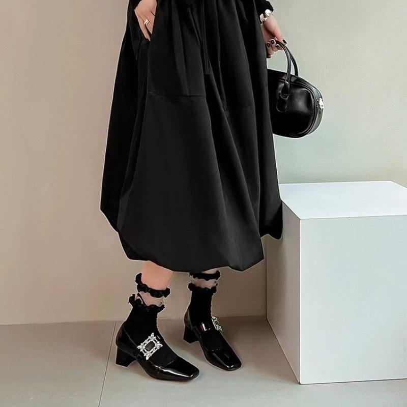 Модная обувь туфли на низком толстом каблуке женские туфли на высоком каблуке женские с квадратным носком Мэри Джейн ретро кожа модные универсальные