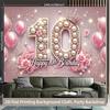 2D 10th Birthday Crown Backdrop Banner for Princess Themed Party Supplies