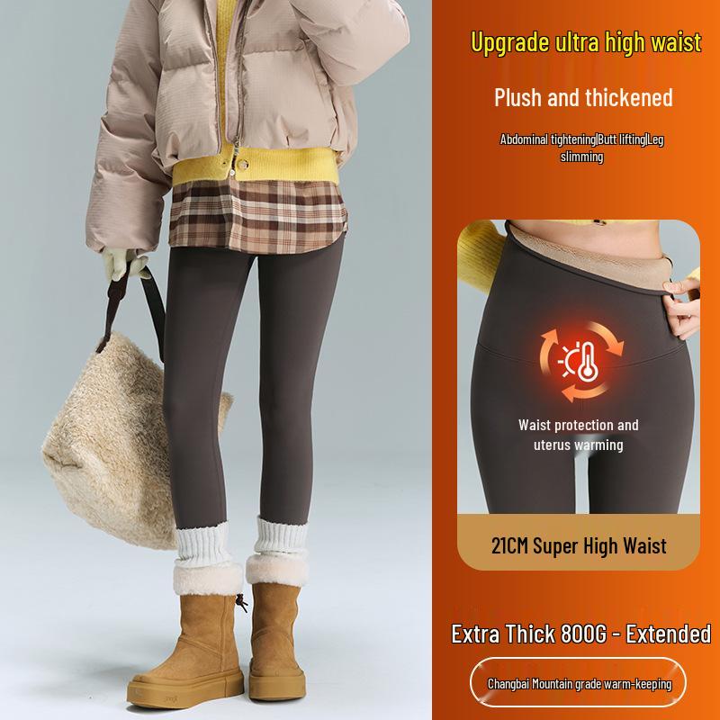 Женские очень плотные утепленные леггинсы для йоги с высокой талией - 800 г хлопка, теплые, extra long, зимний базовый слой (2025)