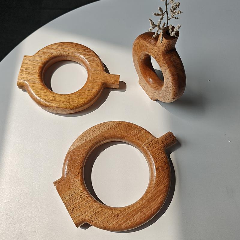 1 шт. Деревянные вазы Домашнее ремесло Орнамент Винтажный декоративный деревянный орнамент Настольный держатель для вазы с жареными цветами Прочный 3 размера