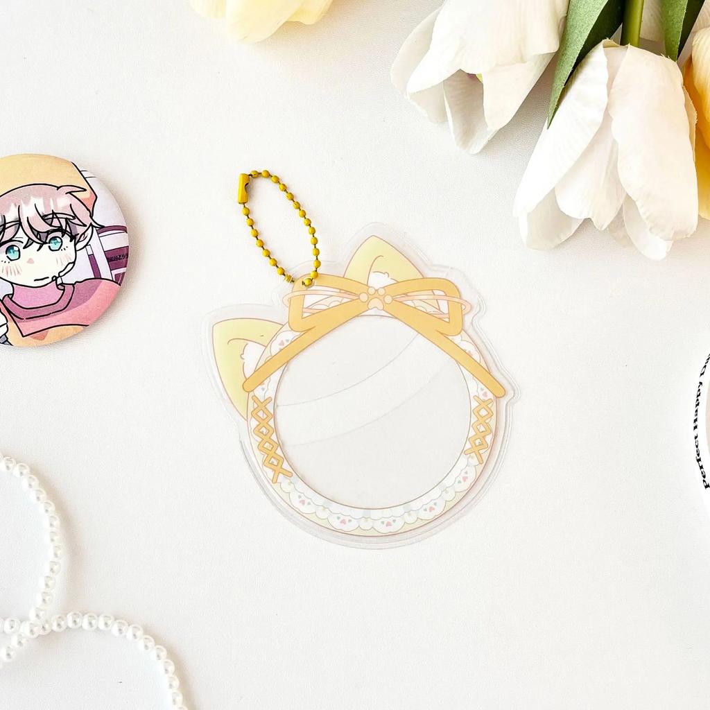 Kawaii Cat Ear Bow Lace PVC Badge Holder for 58mm Pin Badge Japanese Anime Game Baji Cover Pain Bag Backpack Key Chain Pendant