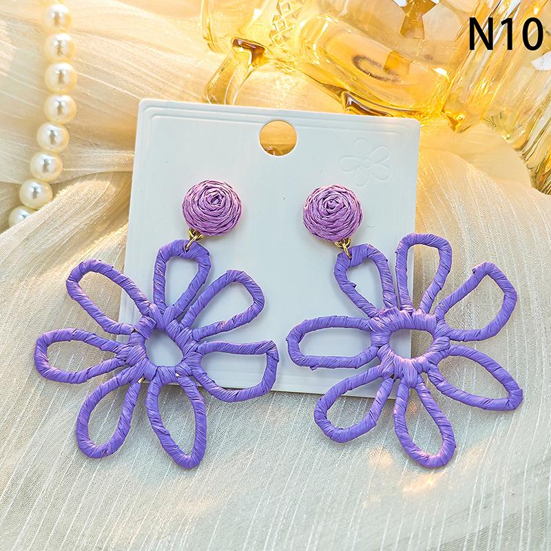 Летние Пляжные Серьги-Ветерки для Женщин, Красочные Серьги-Цветы Ручной Работы из Рафии, Ювелирные Изделия