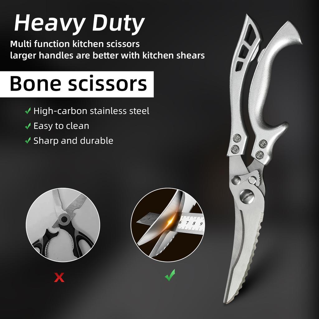 Kitchen Scissors Chicken Bone Kitchen Shears Duck Fish Cutter Stainless Steel Scissors Scale Clean Cook Scissors Knife