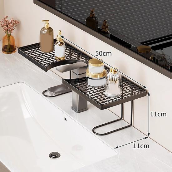 Yousheng Faucet Holder U-Shaped Large Capacity Design Organizer No Drilling Waterproof Rust-Proof Drainage Rack for Toothbrushes Cups Facial Cleanser