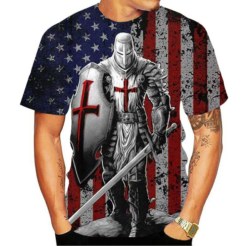Knights Templar 3D Print T Shirt Knights Templar Fashion Casual T-Shirts Men Women Hip Hop Harajuku Streetwear T Shirt Tee Tops