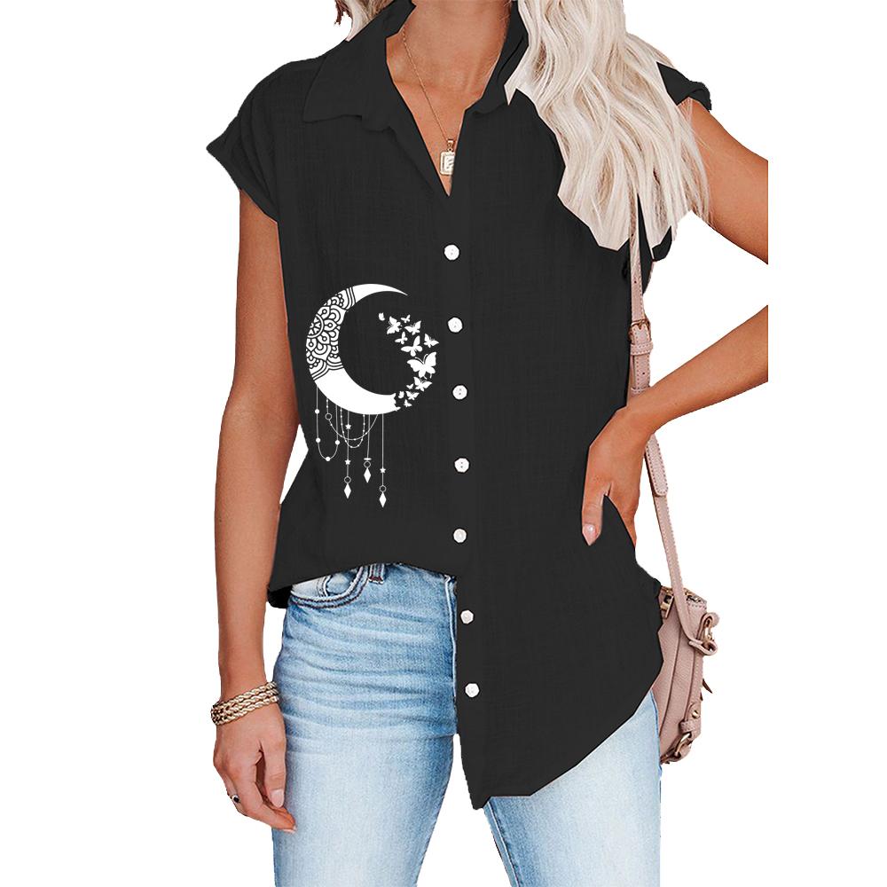 Женская модная футболка с коротким рукавом, весна-лето, повседневные блузки с принтом, тонкие рубашки-кардиганы больших размеров