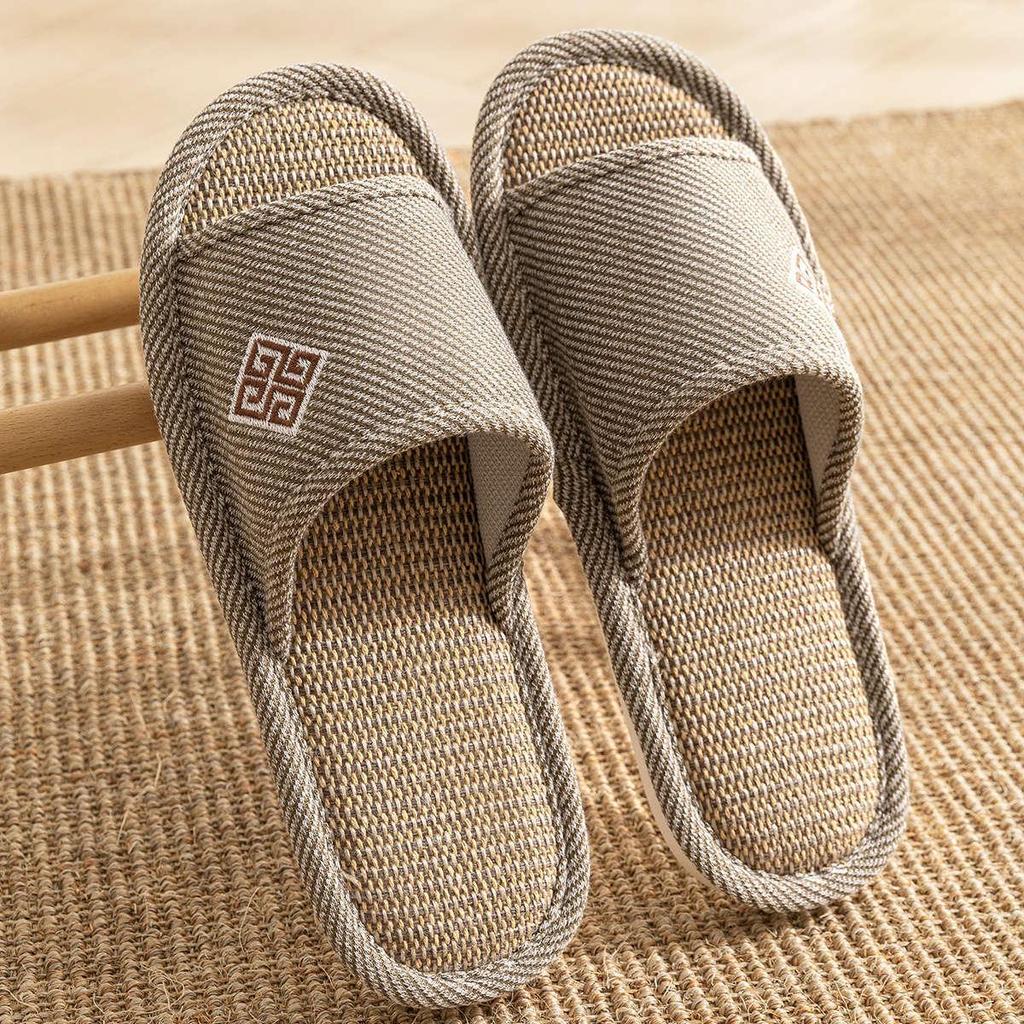 Льняные тапочки Jieliya 2024 Unisex - Бесшумный домашний хлопок для всех сезонов