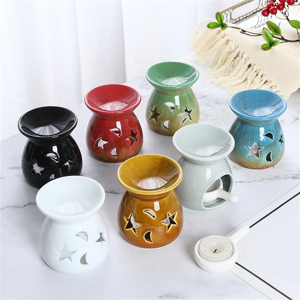 Handcraft Ceramic Star And Moon Incense Burner Essential Oil Burner For Aromatherapy Meditation Perfect Home Decors Gift