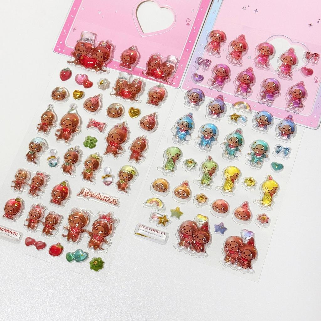 Kawaii Tamagotchi Stickers Cartoon Creative Peripheral Phone Case Transparent Sticker Hand Account Material Friend Birthday Gift