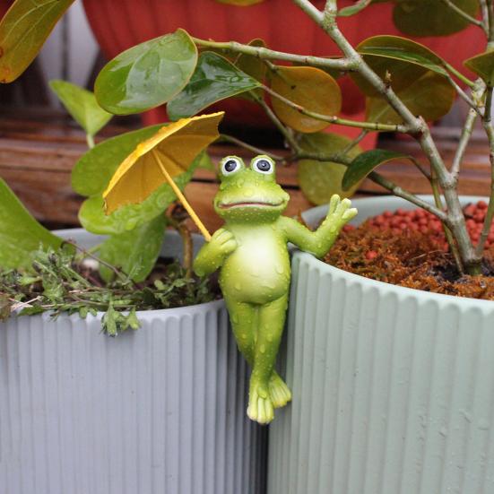 2 шт. Фигурка лягушки с зонтиком, смола, украшение лягушки, край цветочного горшка