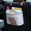 Cartoon Bear Car Seat Back Storage Bucket Leather Printing Hanging Waterproof Large Capacity Multi-function Trash Can