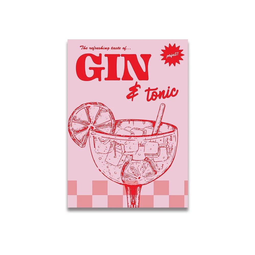 Vintage Pink Cartoon Print Canvas Posters Wall Art Poster Home Decor Canvas Print Painting Living Room Bedroom Decor Unframed