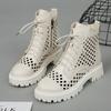 Leather Hollow Martin Boots Women's Sandals 2025 Summer New Women's Shoes Popular Short Boots Breathable Mesh Hole Shoes