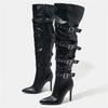 Eilyken Fashion Design Narrow Band Buckle Strap Pointed Toe Woman Over The Knee Long Boots Sexy Stiletto High Heels Shoes