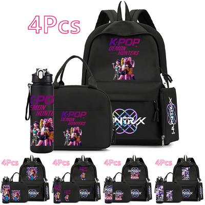 4 шт./набор Мультяшный K-Pop с принтом 750 мл бутылка для воды рюкзак сумка-тоут пенал для подростка мальчика девочки школьная сумка большая вместимость сумка для книг Mochila