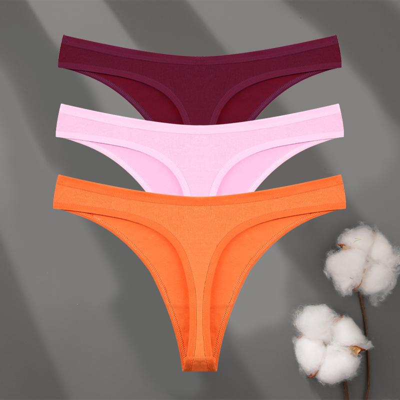 3Pcs/set Cotton Seamless Panties Comfort Underwear for Women Low Waist Breathable Thongs Sexy Solid Sport G-String Soft Lingerie