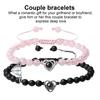 2Pcs/Set His Her Matching Bracelets Projection 100 Languages I Love You Couple Bracelets Heart Pairing Adjustable Beads Bracelets Jewelry Gift