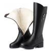 Women's Genuine Leather Female Ladies Boots Platform Snow Wool Plush Fur Warm Winter Mid Heel Zipper Plus Size