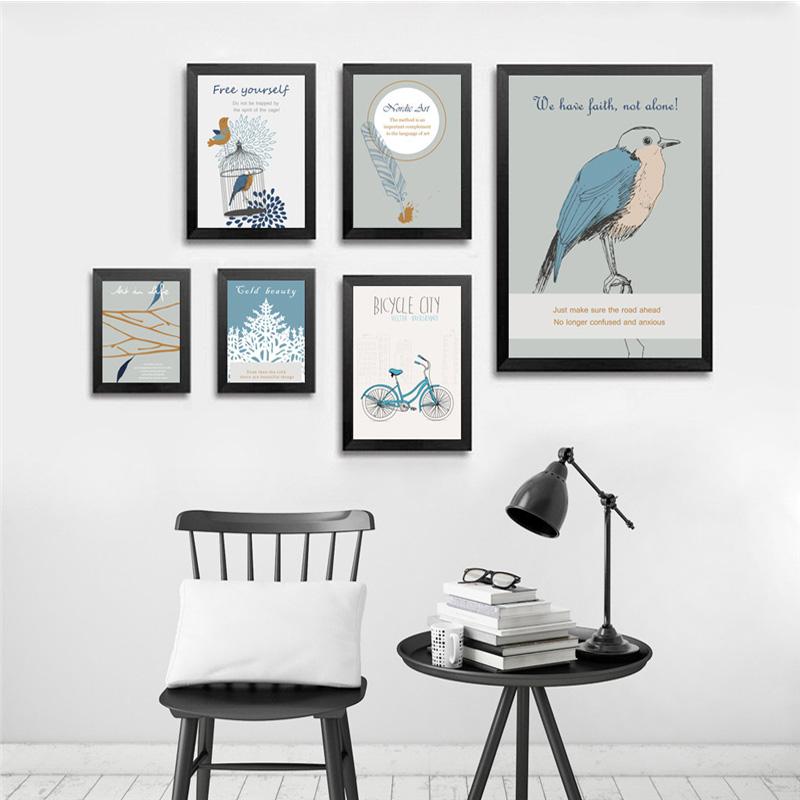 Триптих Птица Перо Ветка Дерева СВОБОДНО СЕБЯ Цитата Печать Настенная Картина Винтаж Искусство Маслом Плакат Холст Картина для дома