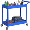 Workshop Trolley 2-level Workshop Cart, Side Handle and Lockable Wheels, 84.5x38x84cm, Blue