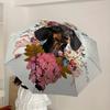 1pc Floral Dachshund with Butterflies Umbrella with Plastic Handle,Suitable for All Seasons Home Travel Outdoor UmbrellaDD1771
