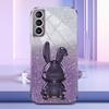 For Samsung Galaxy S21 FE 5G Cell Phone Case Glitter Cartoon Rabbit Cover with Kickstand