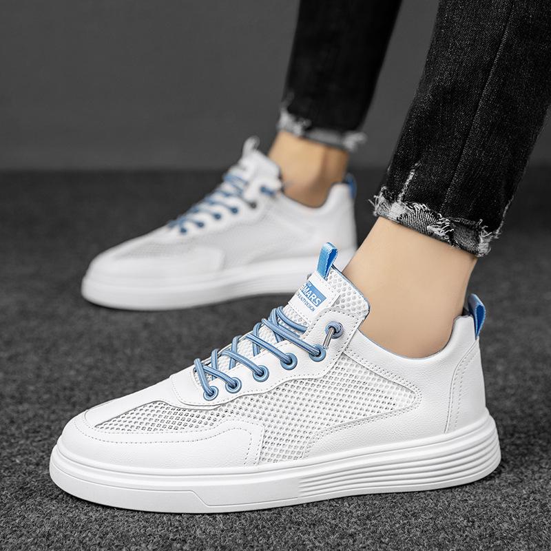 Лето 2024 года, новые дышащие уличные молодежные спортивные туфли, повседневная верхняя одежда из сетки, мужские туфли на плоской подошве