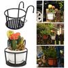 3PCS Lron Art Balcony Flower Pot Hanging Baskets Plant Racks Wrought Railing Fence Flower Shelf