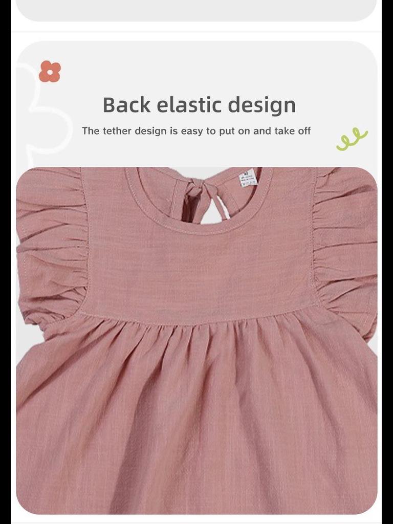 Платье принцессы с рукавами-крылышками для девочек, однотонное, с завязкой на воротнике сзади