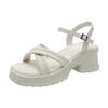 Soft and not tired feet, ultra-light thick sole 6cm height increase and whitening, summer cross with thick heel square head Roman sandals women