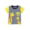 Boys' short-sleeved T-shirt: stylish giraffe-embroidered children's crew-neck T-shirt