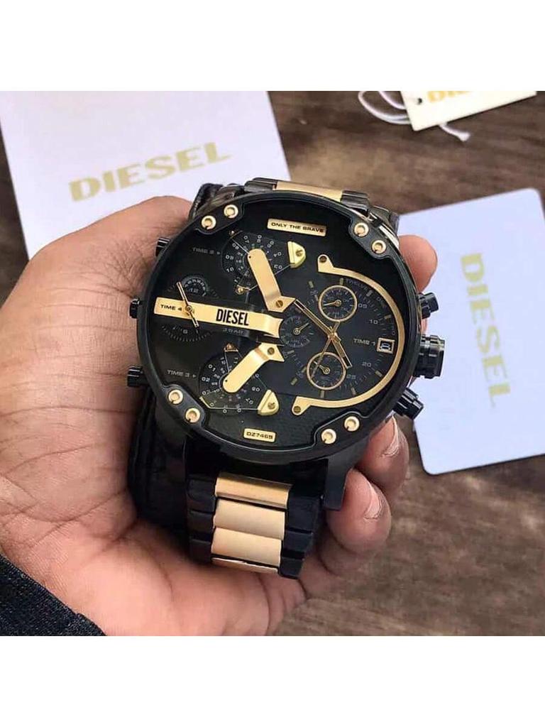 Diesel Мужские часы-хронограф большого размера 57 мм – Многосекционный стальной циферблат, Яркие часы для вечернего выхода, Уличный стиль и Большое заявление –DZ7465