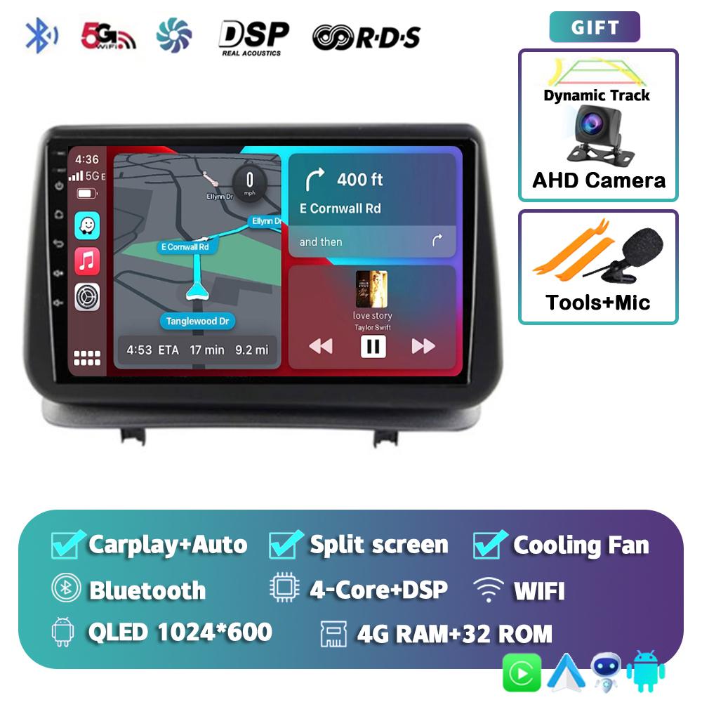 Android 14 Carplay Auto для Renault Clio 3 CLIO 3 2005 - 2014 Автомобильное радио Мультимедиа Навигация GPS Плеер Стерео WiFi+4G BT DSP