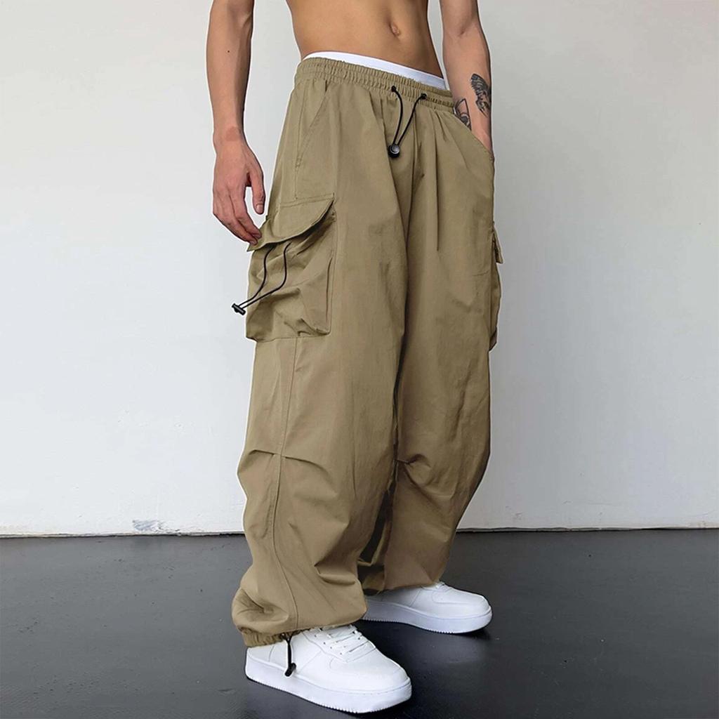 Cargo Parachute Pants Men Harajuku Oversized Streetwear Y2k Hip Hop Wide Leg Joggers Baggy Techwear Climbing Training Pants