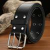 Punk Double Row Hole Belt Metal Buckle Hip-hop Waist Belt PU Leather Star Waistbands  Female/Girls