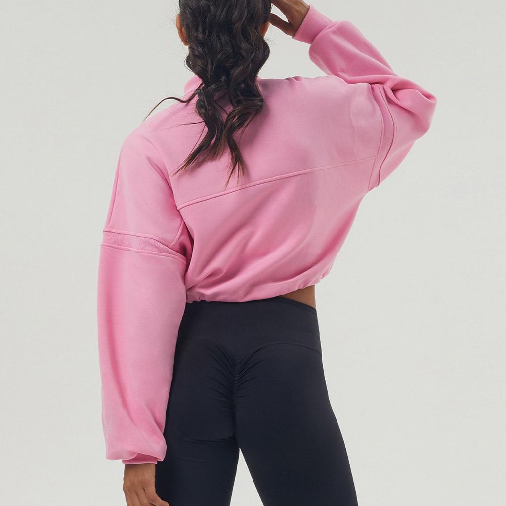 Осенне-зимняя толстовка, спортивная, для отдыха, для йоги, куртка с длинным рукавом, полумолния, одежда для фитнеса, свободная толстовка для женщин