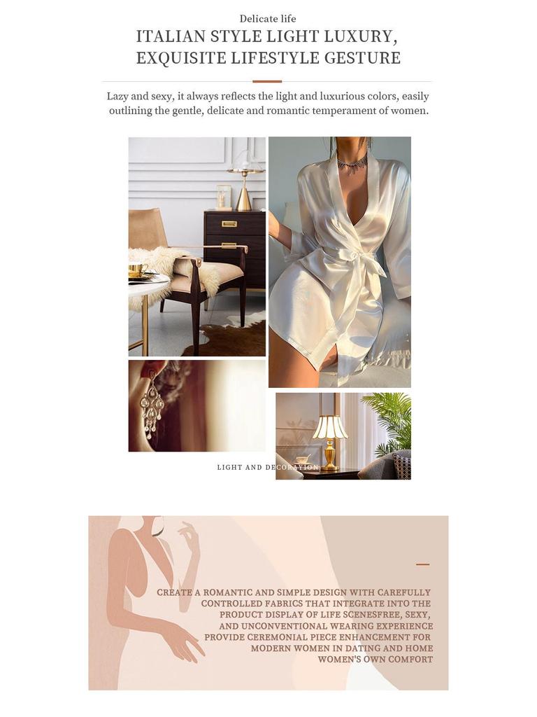 Women's Silk Imitation Pajama Set: Sexy Robe & Bathrobe Dressing Gown