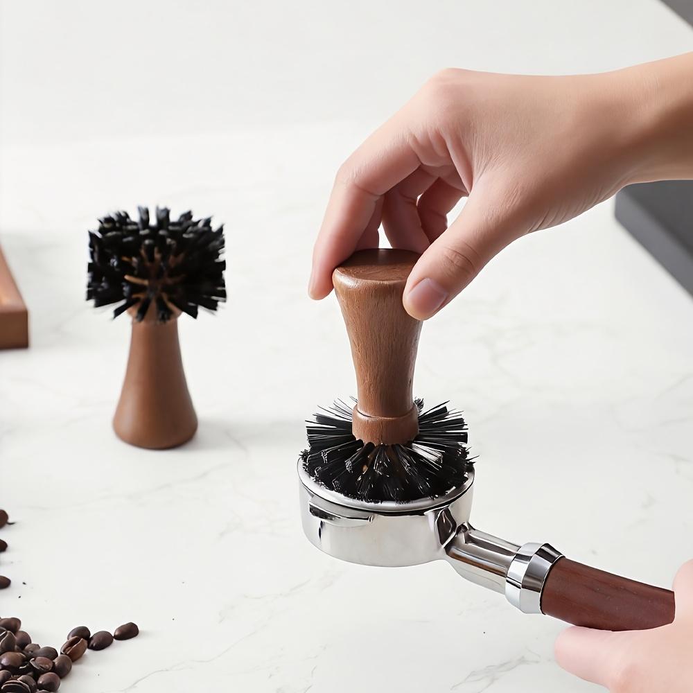 1Pcs Wooden-Handled Powder Bowl Brush, Solid Wood Handle, Nylon Bristles, Essential For Baristas To Clean The Powder Bowl/Handle Of Espresso Machines