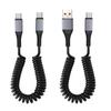 Coiled USB To USB C Cable Fast Charger Cord Retractable USB To USB C Coiled Cable Easy To Carry Charger for Smartphone