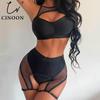 Новый сексуальный комплект с бюстгальтером, женское нижнее белье с сетчатой ​​вставкой пуш-ап, ажурное искушение, стринги, нижнее белье