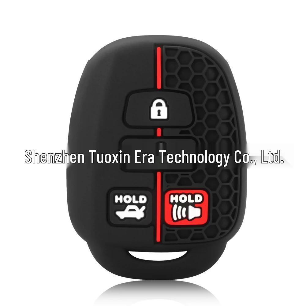 Силиконовый чехол для 4-кнопочного ключа Toyota: Совместимо с Camry, Highlander, RAV4, Corolla, Vios. Сотовидный дизайн.