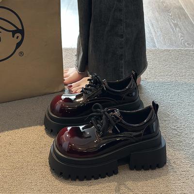 Модная осенняя обувь Мэри Джейн для женщин с увеличением роста, лаконичные туфли на шнуровке, женские туфли-лодочки на платформе из кожи