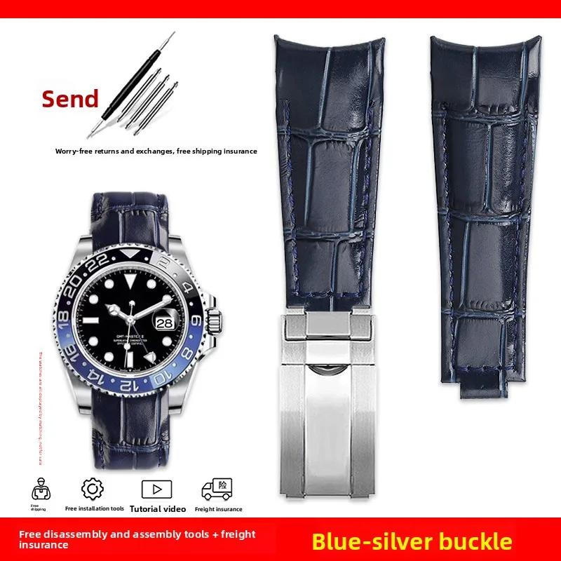 Изогнутый ремешок для часов 20 мм Original Style Для Rolex Water Ghost Натуральная кожаный ремешок GMT Submariner Daytona мужской браслет