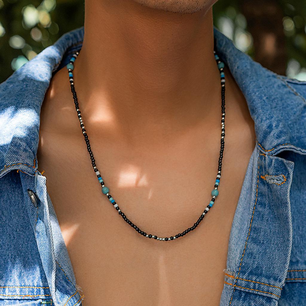 Bohemian Mizhu Necklace Men's Tide High Sense Splicing Clavicle Chain Simple Men's Jewelry