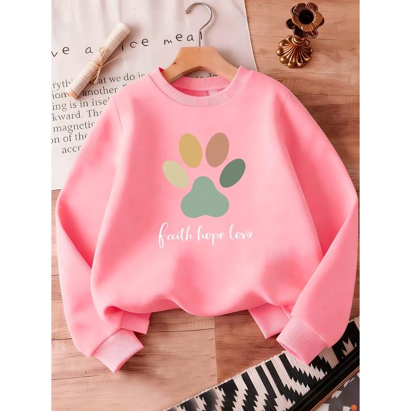 European sizes Adorable Colorful Paw Print Pattern Sweatshirt for Kids Aged 0-3, Comfortable And Easy, Perfect for Outdoor Wear